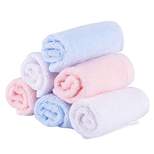 Image of 6 Pack Cotton Face Cloth, 20x20cm Flannel Face Cloths Facial Cleaning Cloth Washcloth Face Removing Towel Makeup Remover Wipes Face Flannels Muslin Cloths for Beauty Routine
