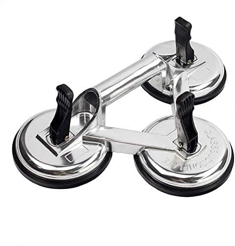 Image of Heavy Duty Suction Cup Lifter, Aluminum Triple Lifting Sucker, Professional Glass Puller/Lifter/Gripper Tool, Silver