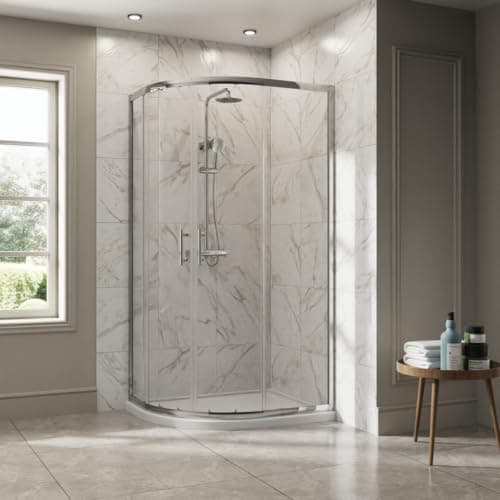 Image of NRG 1000 x 900mm Chrome Framed Offset Quadrant Shower Enclosure Sliding Door for Wet Room Cubicle Enclosures