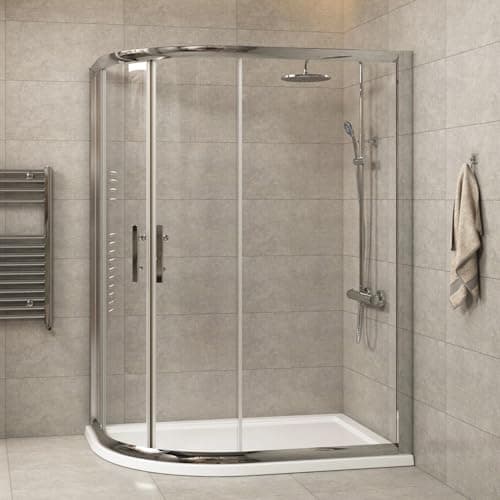 Image of 1200 x 800 mm L/H Offset Quadrant Shower Enclosure with Stone Tray 6mm Tempered Glass Sliding Door Shower Cubicle