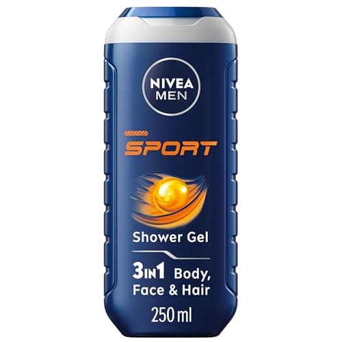 Image of NIVEA MEN Sport Shower Gel Pack of 6 (6 x 250 ml), Cleansing 3-in-1 Body Wash for Men with Minerals, Refreshing NIVEA MEN Shower Gel