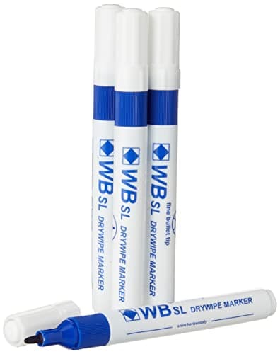 Image of Hainenko Whiteboard Slimline Dry Wipe Marker with Fine Bullet Tip - Blue (Pack of 10)