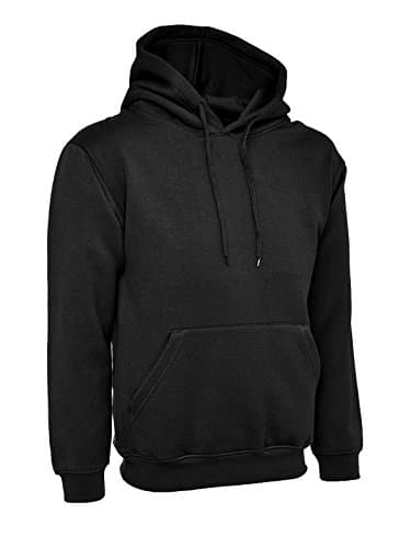 Image of Ladies Loose Fit Hoodie Size UK 10 to 28 Plus Unisex Plain Hooded Sweatshirt (UK 26, Black)