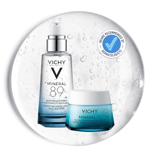 Image of Vichy Minéral 89 Hydrating and Plumping Hyaluronic Acid Serum and 72H Moisture Boosting Cream Daily Routine Bundle, Face Serum and Moisturiser Duo For All Skin Types