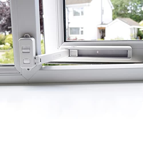 Image of BeeGo® Window Restrictor for UPVC Windows – Child Proofing & Cat Window Guard | Self-Adhesive No-Drill Window Lock | No Tools Required (White)