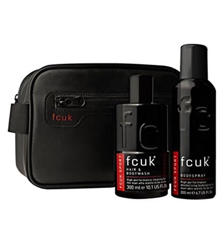 Image of Fcuk Wash Bag Sport Gift Set Hair & Body Wash 300ml + Sport Body Spray 200ml + Wash Bag