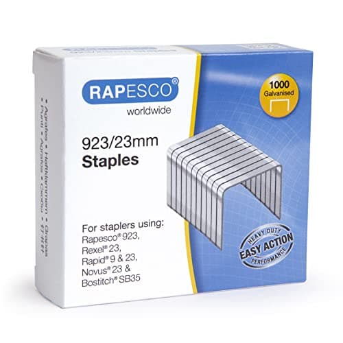 Image of Rapesco 1242 Type 923/23 mm Galvanised Heavy Duty Staples, Pack of 1000