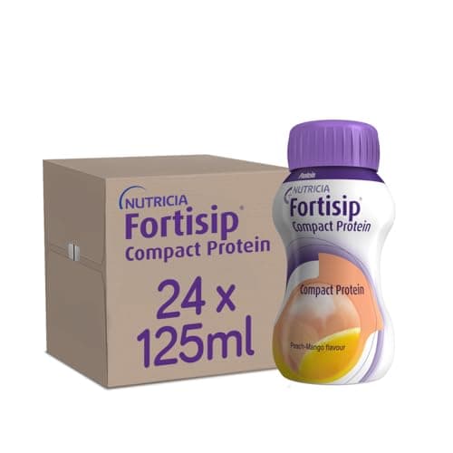 Image of Fortisip Compact Protein Drink, Peach and Mango Flavour, 125ml Bottle x24