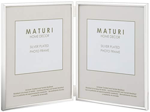 Image of Maturi Silver Plated Double Photo Frame - Thin Edge Portrait, 3.5 x 5-inch (9 x 13cm)