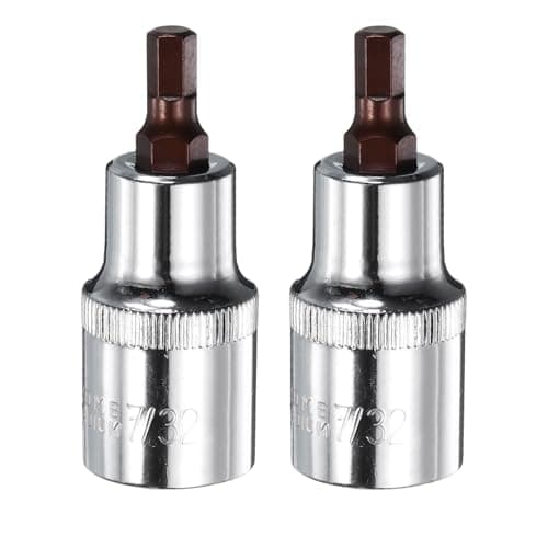 Image of sourcing map 2pcs 7/32" Hex Bit Socket 1/2" Square Drive SAE Extension Impact Bit Power Nut Driver Set S2 & CR-V Steel Socket Ratchet Wrench Bits