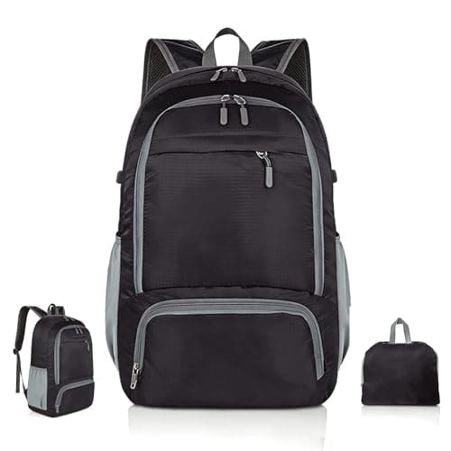 Image of ZHUOmengyun Waterproof Packable Rucksack, 30L Foldable Lightweight Travel Backpack Durable Breathable Daypack for Men and Women Large Bag for Outdoor Camping Hiking Biking (Black)