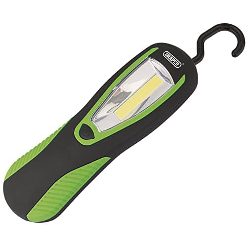 Image of Draper 94520 COB LED Work Light with Magnetic Back and Hanging Hook, 3W, 200 Lumens, Green, 3 x AA Batteries Supplied