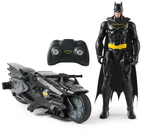 Image of Spin Master DC Comics, Batman Stealth Remote Control Batcycle with 30cm Batman Action Figure, Super Hero Kids Toys for Boys and Girls Ages 4 and Up