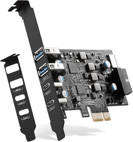 Image of YEELIYA USB PCIe Card 6 Port (2 Type A, 2 USB C, Type E (A Key), 19Pin 3.0 Header) PCI Express Expansion Card 5Gbps for Windows XP/7/8/10