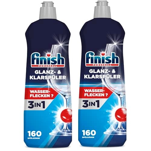 Image of Finish Dishwasher Rinse & Shine Aid, Fresh, 1.6L (800ml x 2 pck), Ultimate Clean & Diamond Shine, Glass Protection, Spot Prevention, Better Drying vs Finish Detergent Alone