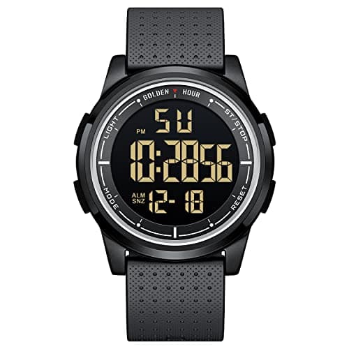 Image of GOLDEN HOUR Ultra-Thin Minimalist Sports Waterproof Digital Watches Men with Wide-Angle Display Rubber Strap Wrist Watch for Men Women