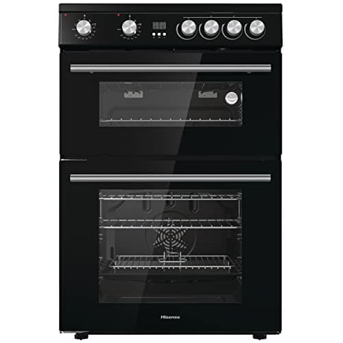 Image of Hisense HDE3211BBUK 60cm Electric Cooker with Ceramic Hob-Black , A Rated Double Oven