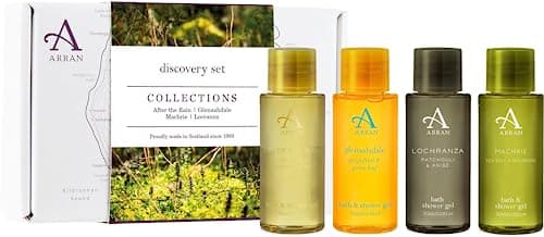 Image of Arran Sense of Scotland Unisex Shower Gel Discovery Gift Set, Including (30ml/1.05oz) After the Rain, Glenashdale, Lochranza & Machrie Collections