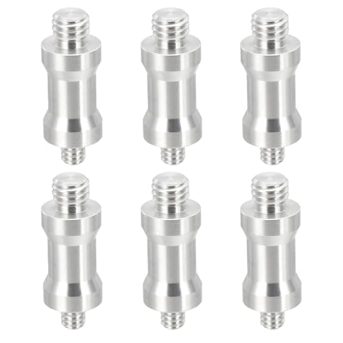 Image of PATIKIL Camera Spigot Screws Converter 3/8" to 1/4" Male to Male, 6 Pack Tripod Screw Adapter Spigot Stud for Light Stand Hot Shoe Cold Shoe Adapter Ball Head Flash, Silver