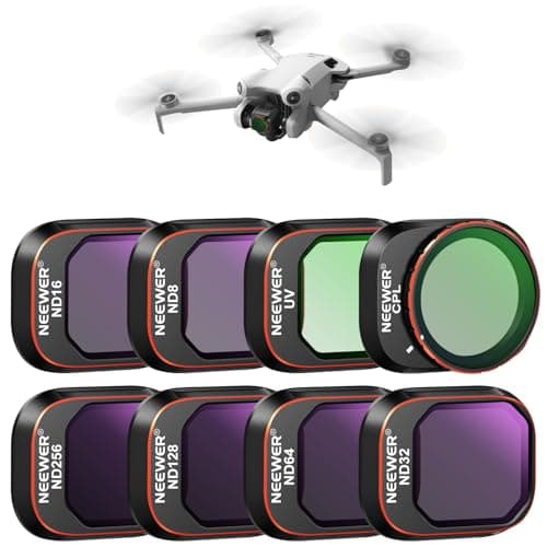 Image of NEEWER ND and CPL Filter Set Compatible with DJI Mini 4 Pro, 8 Pieces, UV, CPL, ND8, ND16, ND32, ND64, ND128, ND256, Polarising Filter, Neutral Density Drone Lens Accessories, Multi-Coated