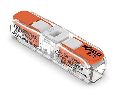Image of WAGO 221-2401 | Lever-Nuts® Inline Splicing Connector | for Solid and Stranded Conductors | 2-Conductor with Operating levers | 20-12 AWG | Transparent housing | White Cover | [Box of 60 Pieces]