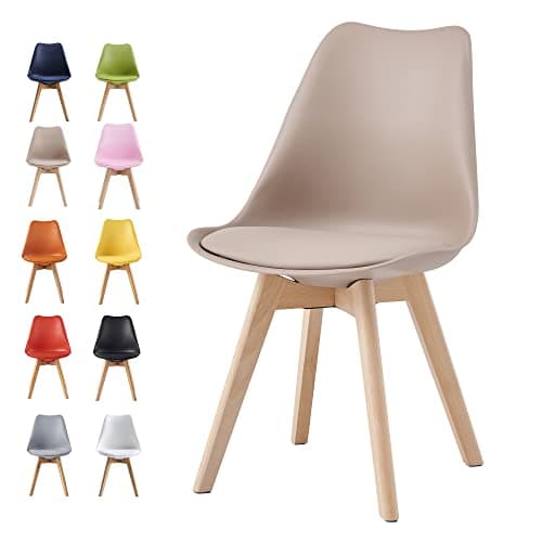 Image of mcc direct Dining Chairs Wooden Legs Soft Cushion Pad Stylish DELUXE Retro Lounge Dining Office EVA (Brown)