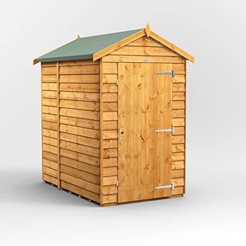 Image of Powersheds 6 x 4 Overlap Windowless Wooden Apex Garden Shed with Single Door