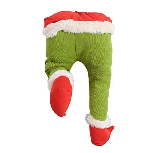 Image of HEALLILY Stuffed Santa Legs Elf Legs Butt Stuck in Tree Christmas Tree Decoration Pendant Animated Xmas Kicking Legs Holiday Fireplace Decorations for Holiday Party