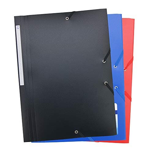 Image of Waytex Pack of 3 Elastic Folders 3 Flaps Polypropylene 4.5/10 Soft and Opaque A4 - Assorted Colours 931456