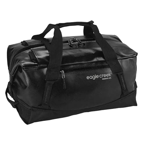 Image of Eagle Creek Migrate Duffle Bag 40L I Recycled Water-Resistant Material I Backpack Travel Holdall I 40L Capacity I Midnight Black