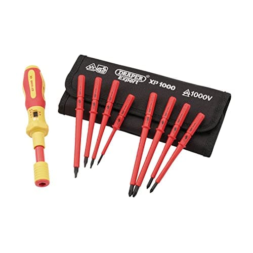 Image of Draper XP1000 9 Piece Torque Screwdriver Set | VDE Dual Insulated Interchangeable Blade | Electrical Tool Driver Set | Hand Tools Set | 65372