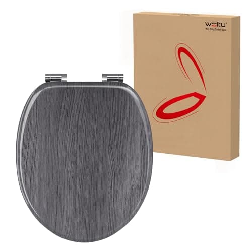 Image of WOLTU Wooden Toilet Seat, Soft Close WC Seat with Strong Hinge Ideal for Standard Toilet Grey Maple O-Shape