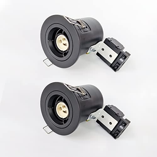 Image of 2XSweier 90 min Black Fire Rated LED Downlight, IP20 GU10 LED Recessed Ceiling Light, Fire Rated Spotlight (Bulb Not Included), Spotlight Set of 2