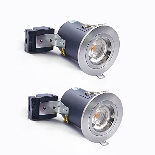 Image of 2XSweier 90 Minutes Fire Rated Recessed Ceiling Light IP20 GU10 LED Downlight, Equipped with GU10 Lamp Socket Junction Box Spotlight.(Not Including Bulb) Satin Nickel