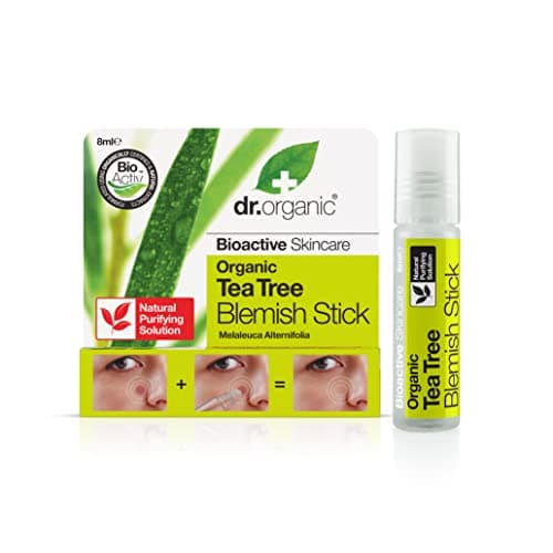 Image of Dr Organic Tea Tree Blemish Stick, Minimise Spots & Reduce Redness, For Acne , Clear Skin, Purifying, Natural, Vegan, Cruelty-Free, Paraben & SLS-Free, Certified Organic, 8ml, Packaging may vary