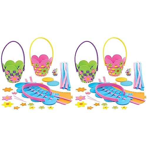 Image of Baker Ross Flower Basket Weaving Kits - Pack of 8, Easter Crafts, Craft for Kids (AT380)