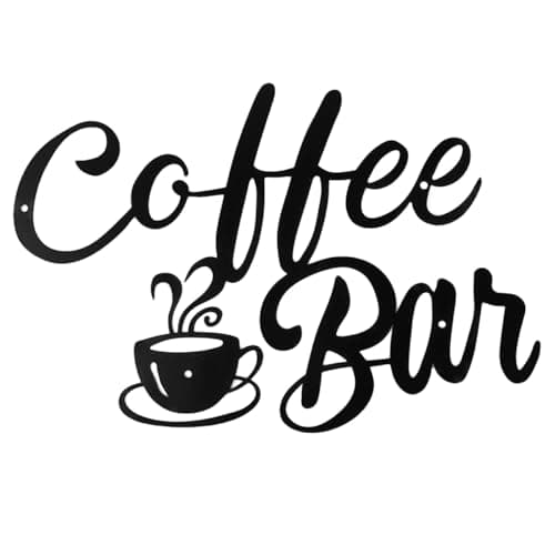 Image of Nicear Coffee Sign Black Metal Coffee Wall Art Decor Coffee Bar Hanging Wall Art Decor Coffee Signs Kitchen Decoration For Home Coffee Station Shop Corner Accessories