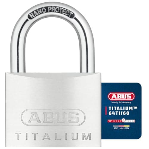 Image of ABUS Titalium 64TI/60 Padlock - Basement Lock with Lock Body Made of Special Aluminium - Hardened Steel Shackle - ABUS Security Level 6