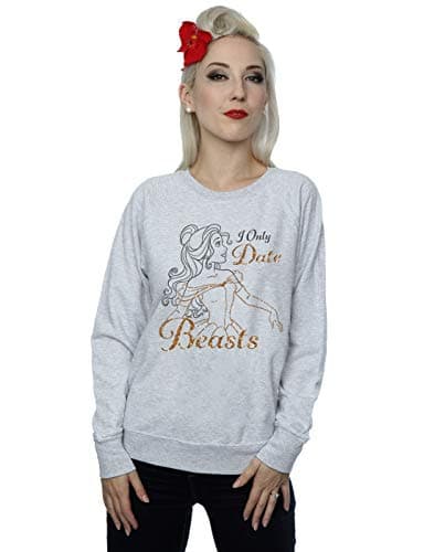 Image of Disney Princess Women's Belle I Only Date Beasts Sweatshirt X-Large Heather Grey
