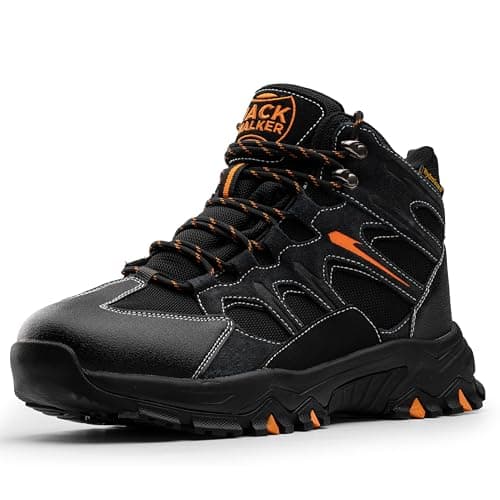 Image of Jack Walker Mens Walking Waterproof Leather Boots Lightweight Vent Breathable Hiking Trekking Shoes JW7255 Orange (11 UK)