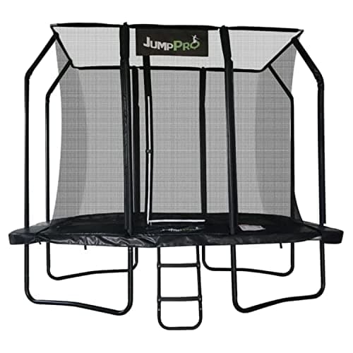 Image of 10ft x 7ft JumpPRO™ Xcel Rectangular Trampoline. Black Powder Coated Steel for Added Rust Protection. Strong Sturdy Frame Black Padding. High Specification with Safety Ladder for Additional Safety.