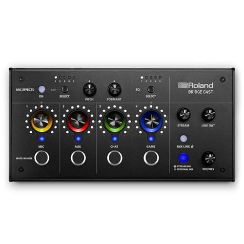 Image of Roland BRIDGE CAST Dual Bus Gaming Mixer | Pro Audio Streaming Interface and Mixer for Online Gamers | 32-Bit Hardware DSP | USB-C Windows & Mac Connectivity | XLR Input for Mics | Black