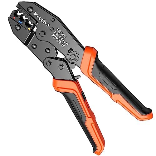Image of Ratchet Crimping Plier, Preciva Insulated Wire Terminal Crimp Tool, AWG20-10 (0.5-1.5mm²) (1.5-2.5mm²) (4-6mm²), Electrical Crimper Pliers for Industrial Connectors