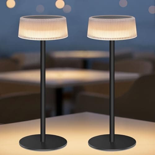 Image of Alinana Rechargeable Table Lamp 2-Pack, 3CCT Dimmable Solar Cordless Lamp with Touch Control, IP67 Waterproof LED Lamp, Solar & Type-C Charging Table Lamps for Living Room and Outdoor