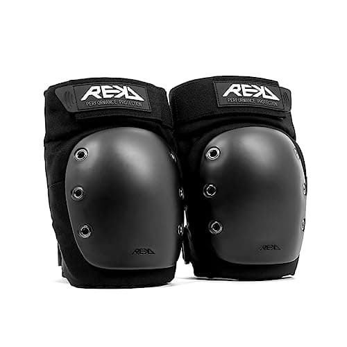 Image of REKD Ramp Knee Pads Black M, Impact Resistant Heavy Duty Neoprene Pads for Action Sports, Adjustable Straps, Breathable Material, Shock Absorption, Unique Ergonomic Fit for Comfort and Safety