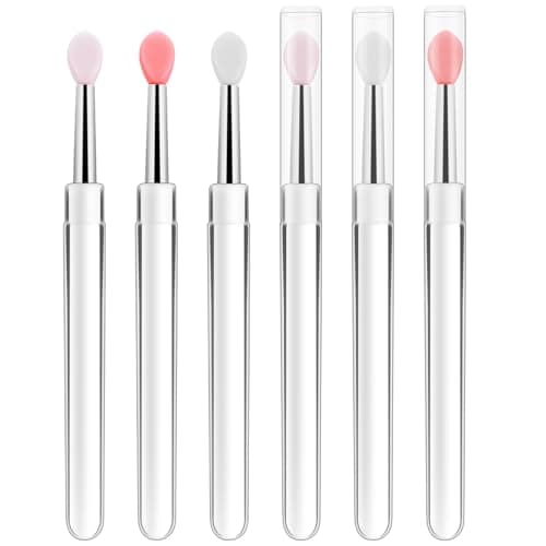 Image of 6pcs Silicone Lip Brush Silicone Lip Applicator with Cover Reusable lipstick Brush,Nail Art Applicator Tools, Lip Eyeshadow Makeup Stick