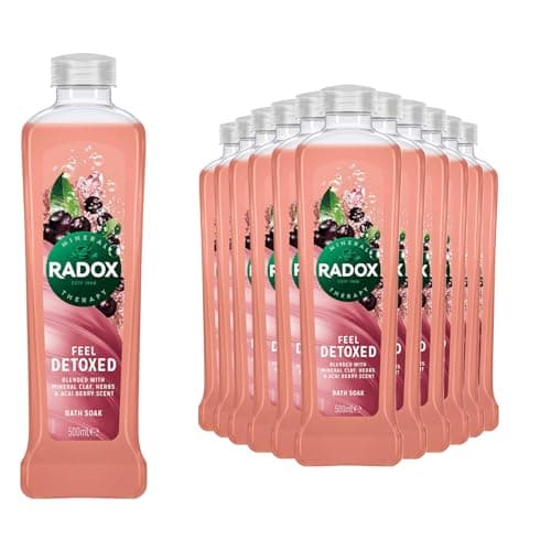 Image of Radox Mineral Therapy Bath Soak, Infused Minerals & Herbs, 100% Nature Inspired Fragrances Designed to Make You Feel Heavenly, 500ml Bulk Buy (Pack of 12, Acai Berry)
