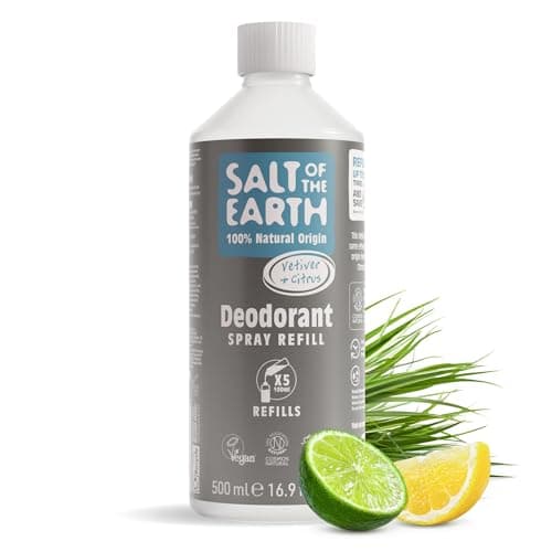 Image of Salt of the Earth - Natural Deodorant Spray Refill - Vetiver & Citrus - 100% Natural Origin Ingredients - Vegan - Suitable for Men, Women & Children - 500ml