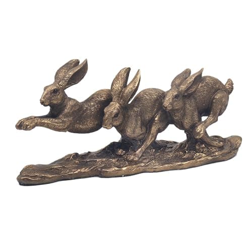 Image of The Leonardo Collection Reflections Bronzed Hares Figurine For Home & Office | Home Decor Ornaments Gift For Women & Men | Beautiful Figurine For Indoor & Outdoor | Living Room Decor Ornaments