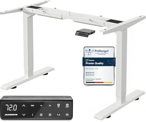 Image of MAIDeSITe Adjustable Height Standing Desk Frame Two-Stage Desk Stand Sit-stand Table Workstation Ergonomic Workplace with Memory Smart Pannel (2 Stage|Dual Motor, White) T2 Pro